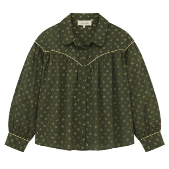 THE GREAT. Tops - The Great Westerner Top in Army Green w/ Gold Stamp Women’s Sz 1‎ / Small NWOT